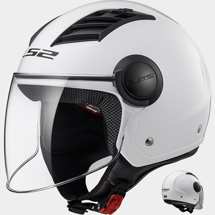 CASCO MOTO LS2 JET OF562 AIRFLOW SOLID GLOSS BLANCO LONG L